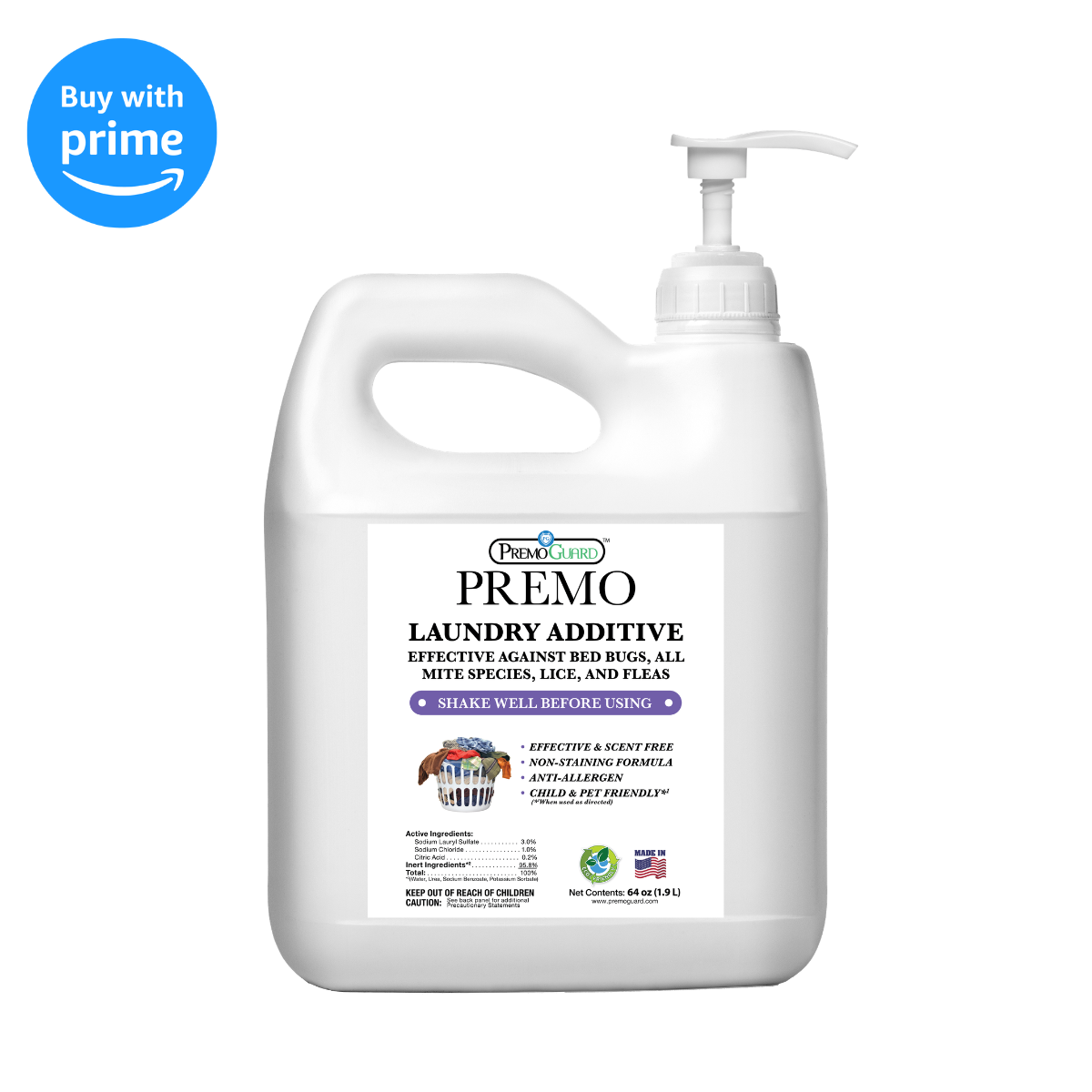 Bed Bug & Mite Laundry Additive | Non-Toxic Treatment | Premo Guard
